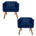 Kit 02 Poltronas Julia Suede Azul Marinho Com Strass Pés Palito Castanho D'Rossi