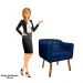 Kit 02 Poltronas Julia Suede Azul Marinho Com Strass Pés Palito Castanho D'Rossi