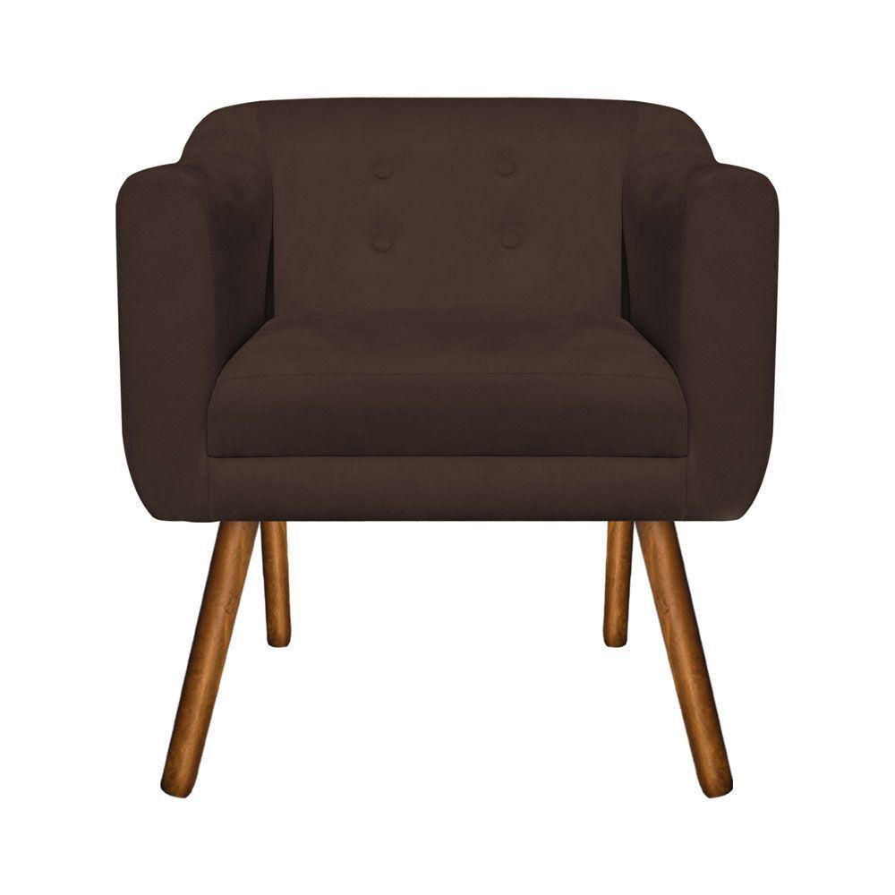 Kit 02 Poltronas Julia Suede Marrom Pés Palito Castanho D'Rossi