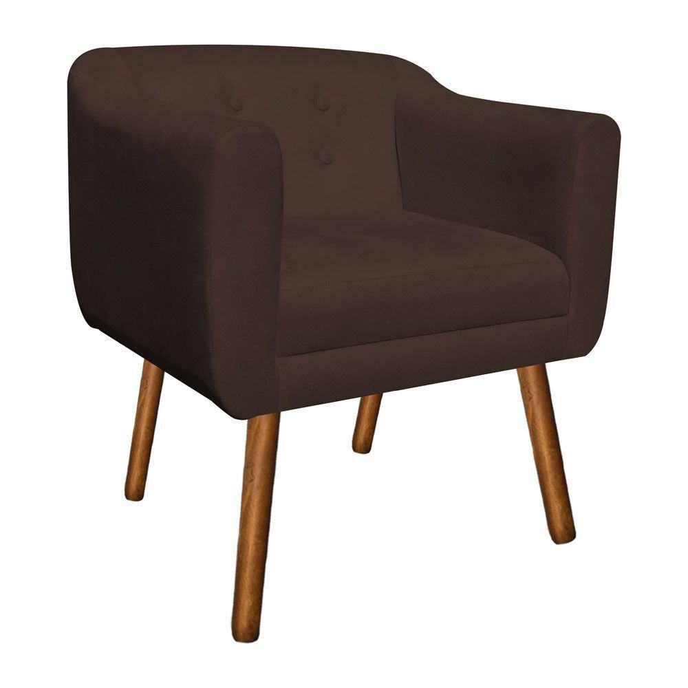 Kit 02 Poltronas Julia Suede Marrom Pés Palito Castanho D'Rossi