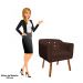 Kit 02 Poltronas Julia Suede Marrom Strass Pés Palito Castanho D'Rossi