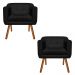 Kit 02 Poltronas Julia Suede Preto Pés Palito Castanho D'Rossi