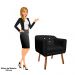 Kit 02 Poltronas Julia Suede Preto Strass Pés Palito Castanho D'Rossi