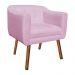 Kit 02 Poltronas Julia Suede Rosa Bebê Pés Palito Castanho D'Rossi