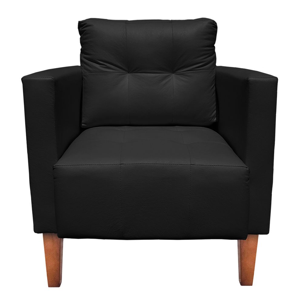 Kit 02 Poltronas Lívia Corino Preto Pés Chanfrado D'Rossi
