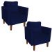 Kit 02 Poltronas Lívia Suede Azul Marinho Pés Chanfrado D'Rossi