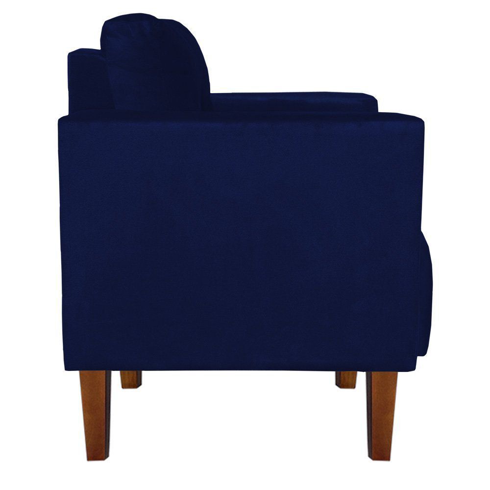 Kit 02 Poltronas Lívia Suede Azul Marinho Pés Chanfrado D'Rossi