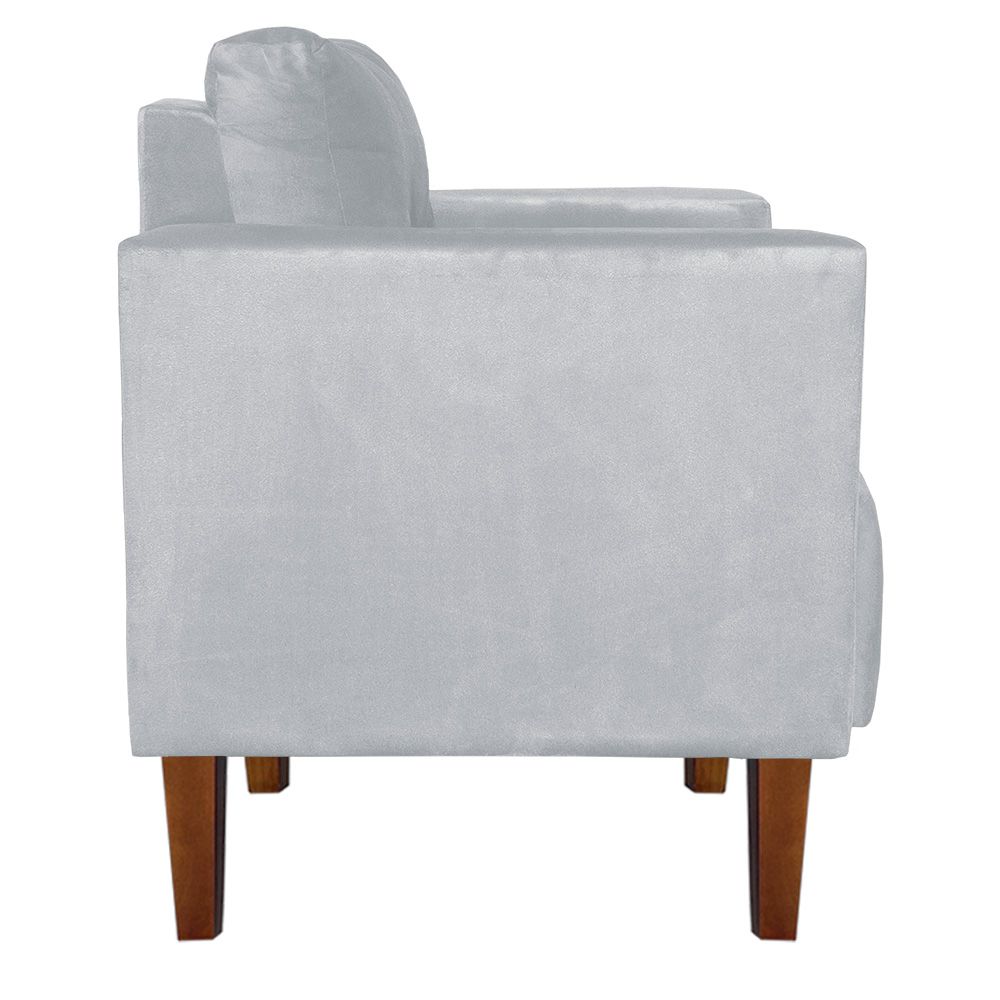 Kit 02 Poltronas Lívia Suede Cinza Pés Chanfrado D'Rossi