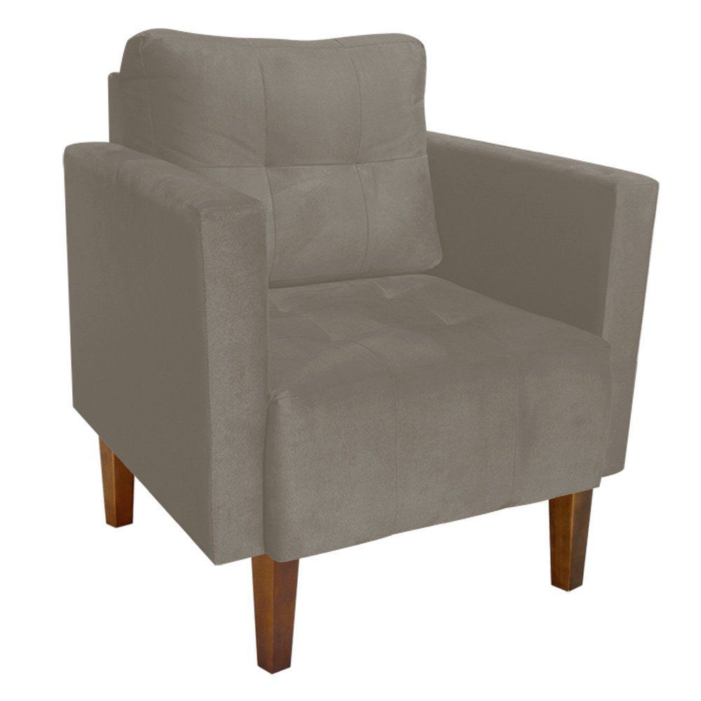 Kit 02 Poltronas Lívia Suede Marrom Rato Pés Chanfrado D'Rossi