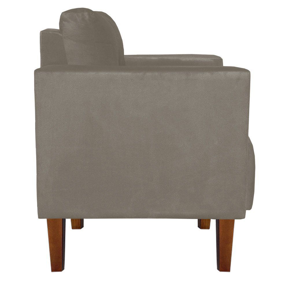 Kit 02 Poltronas Lívia Suede Marrom Rato Pés Chanfrado D'Rossi