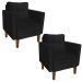 Kit 02 Poltronas Lívia Suede Preto Pés Chanfrado D'Rossi