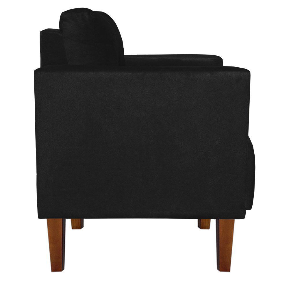 Kit 02 Poltronas Lívia Suede Preto Pés Chanfrado D'Rossi