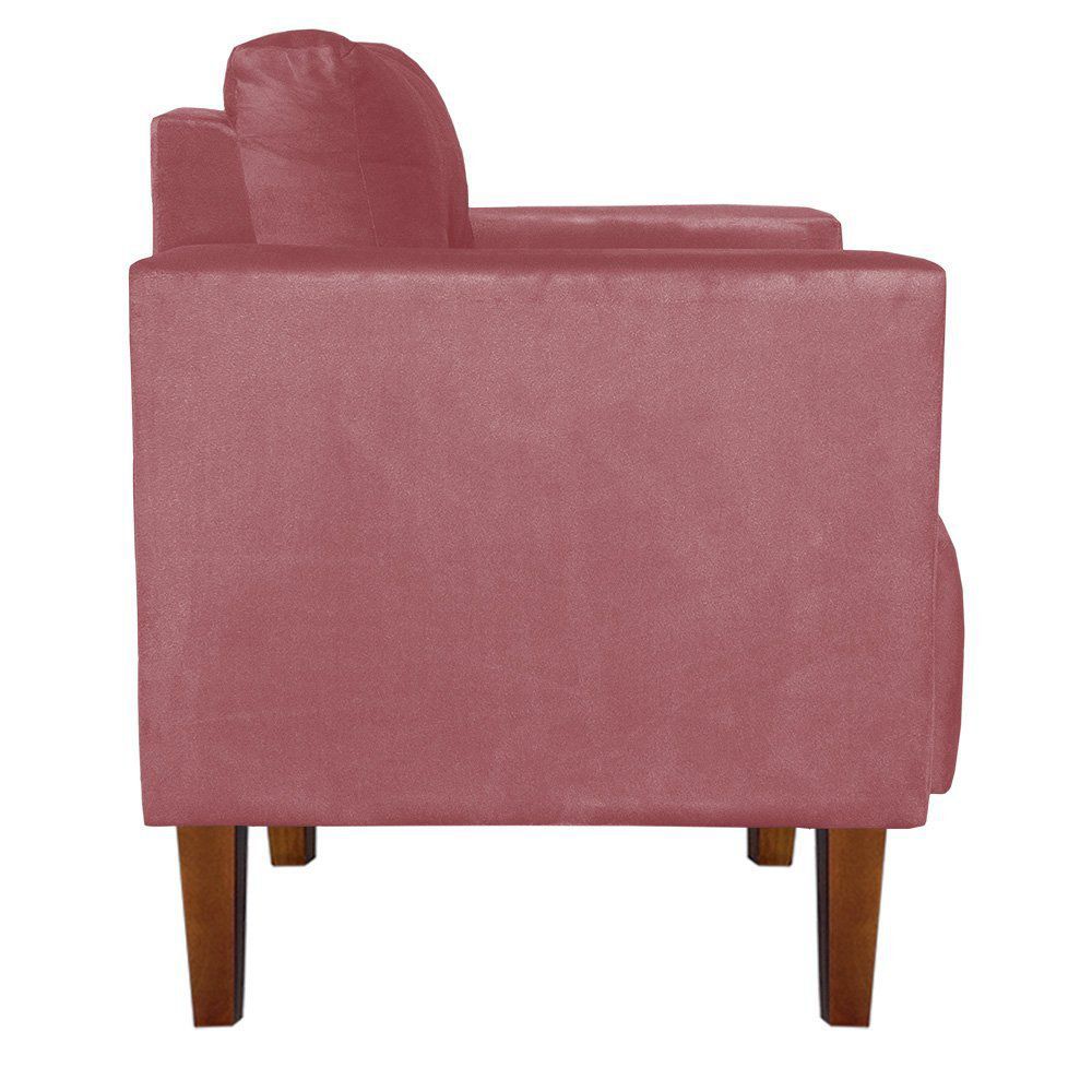 Kit 02 Poltronas Lívia Suede Rose Pés Chanfrado D'Rossi