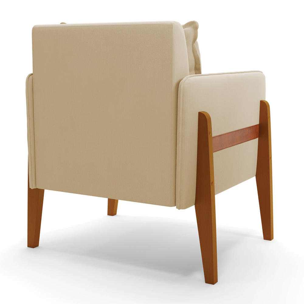 Kit 02 Poltronas Lana Suede Base de Madeira - D'Rossi
