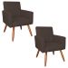 Kit 02 Poltronas Larissa Suede Marrom Pés Palito Castanho D'Rossi