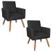 Kit 02 Poltronas Larissa Suede Preto Pés Palito Castanho D'Rossi