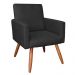 Kit 02 Poltronas Larissa Suede Preto Pés Palito Castanho D'Rossi