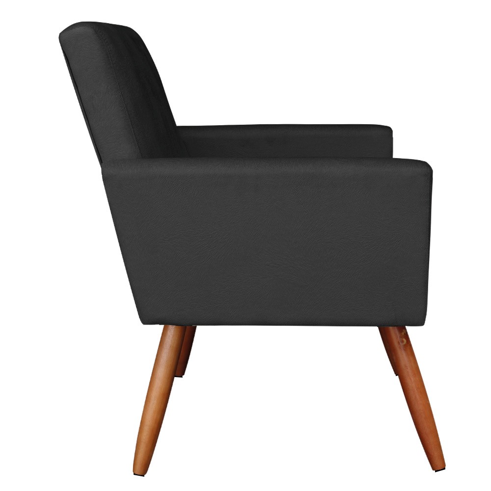 Kit 02 Poltronas Larissa Suede Preto Pés Palito Castanho D'Rossi