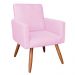 Kit 02 Poltronas Larissa Suede Rosa Bebê Pés Palito Castanho D'Rossi