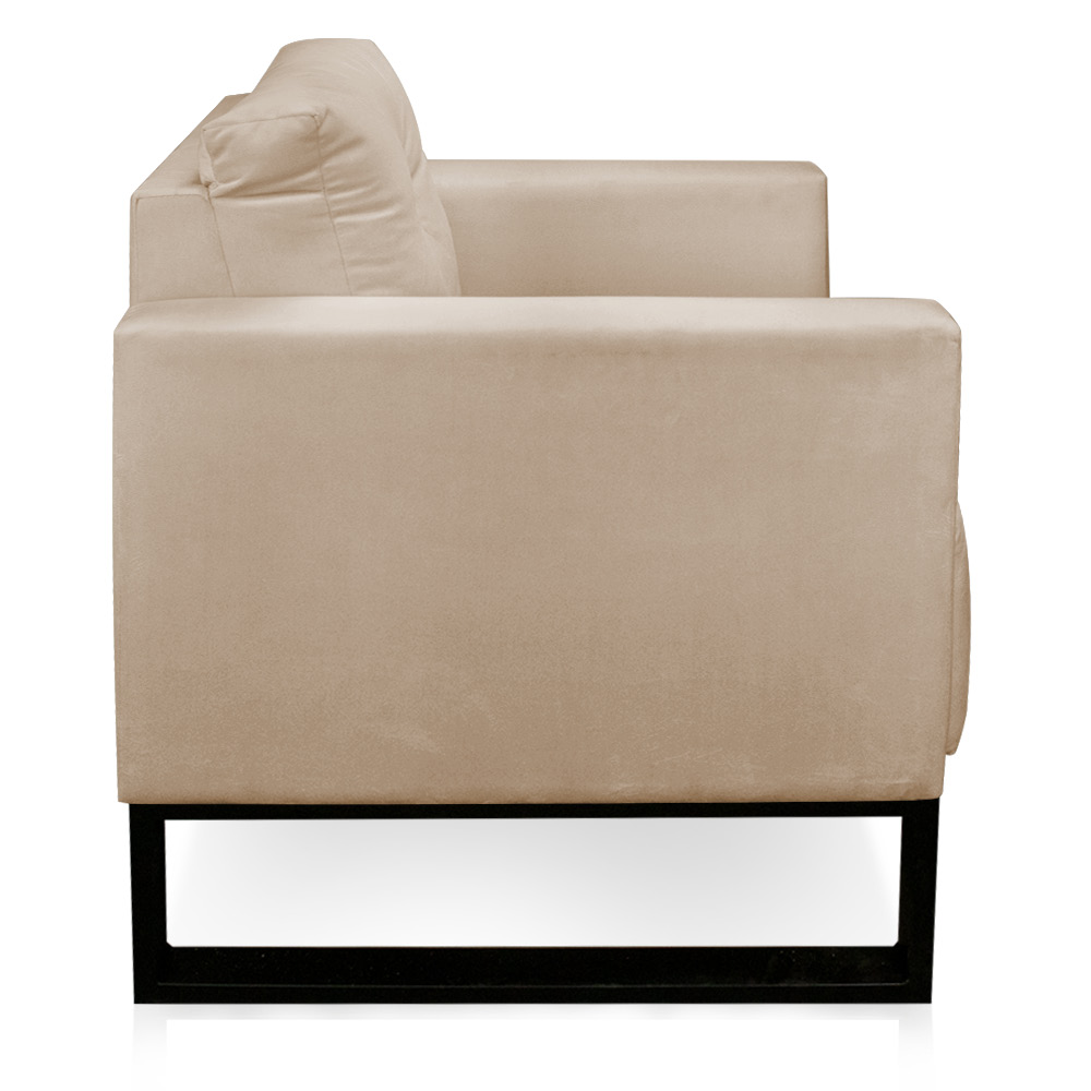 Kit 02 Poltronas Luisa Suede Bege Base Industrial Metálica Preto - D'Rossi