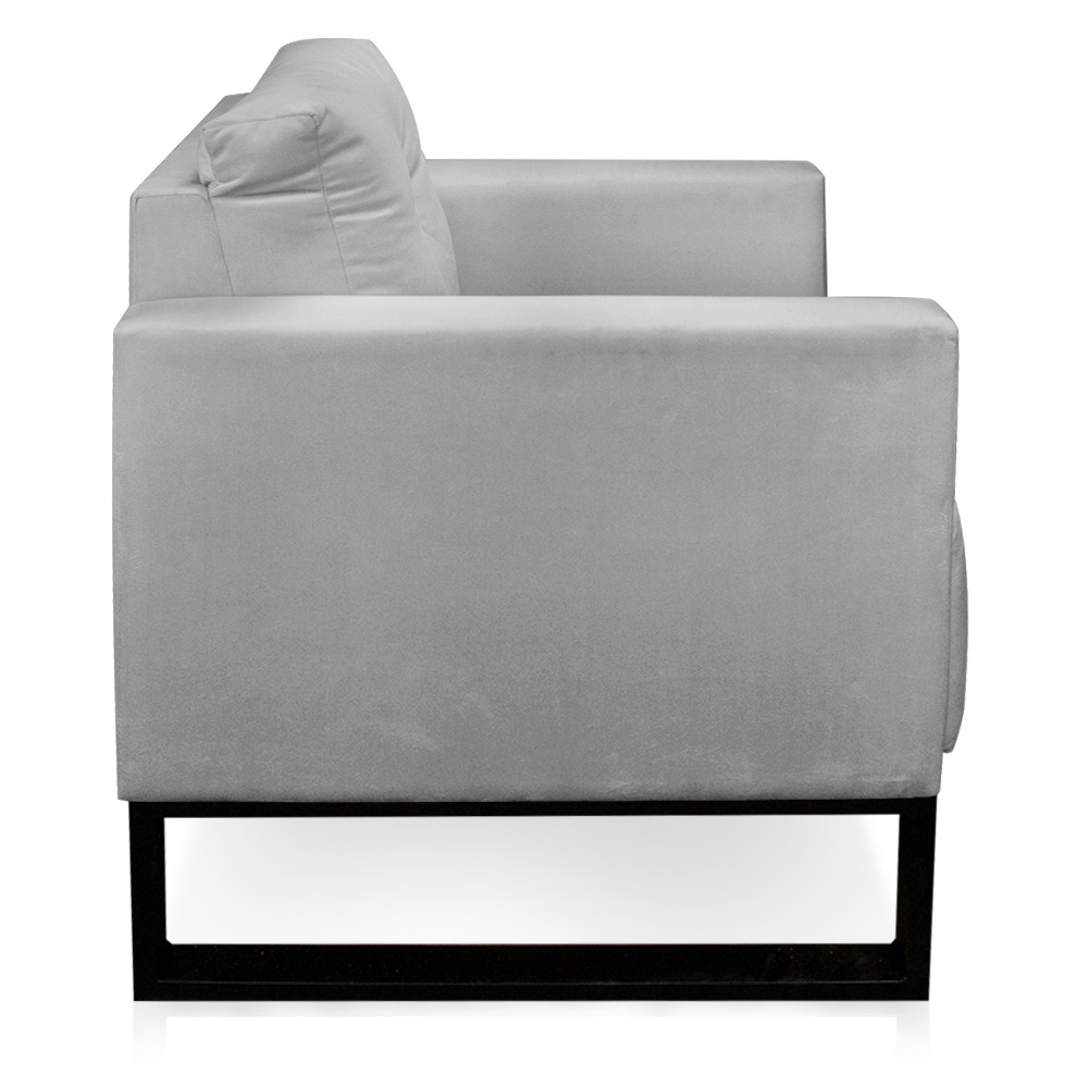 Kit 02 Poltronas Luisa Suede Cinza Base Industrial Metálica Preto - D'Rossi