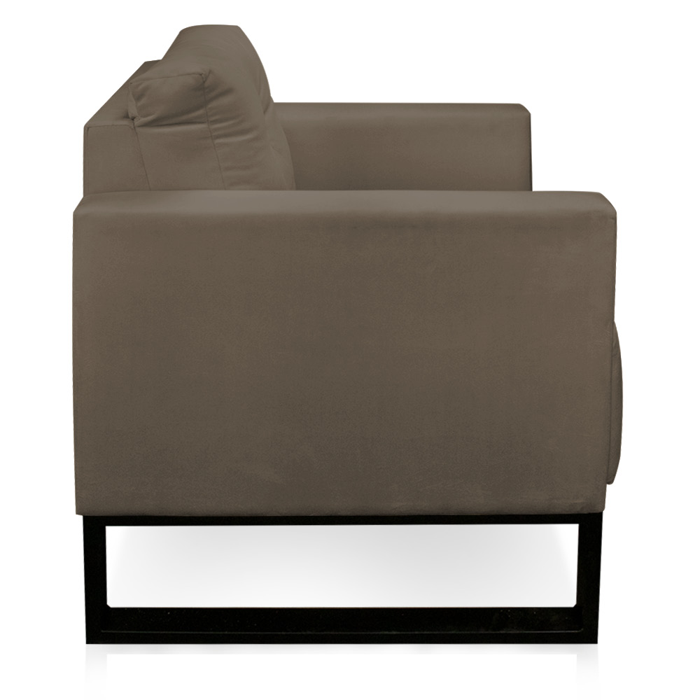 Kit 02 Poltronas Luisa Suede Marrom Rato Base Industrial Metálica Preto - D'Rossi