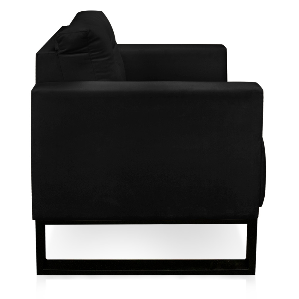 Kit 02 Poltronas Luisa Suede Preto Base Industrial Metálica Preto - D'Rossi