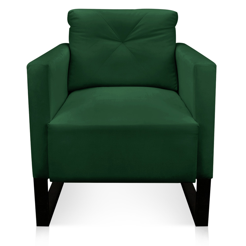 Kit 02 Poltronas Luisa Suede Verde Base Industrial Metálica Preto - D'Rossi