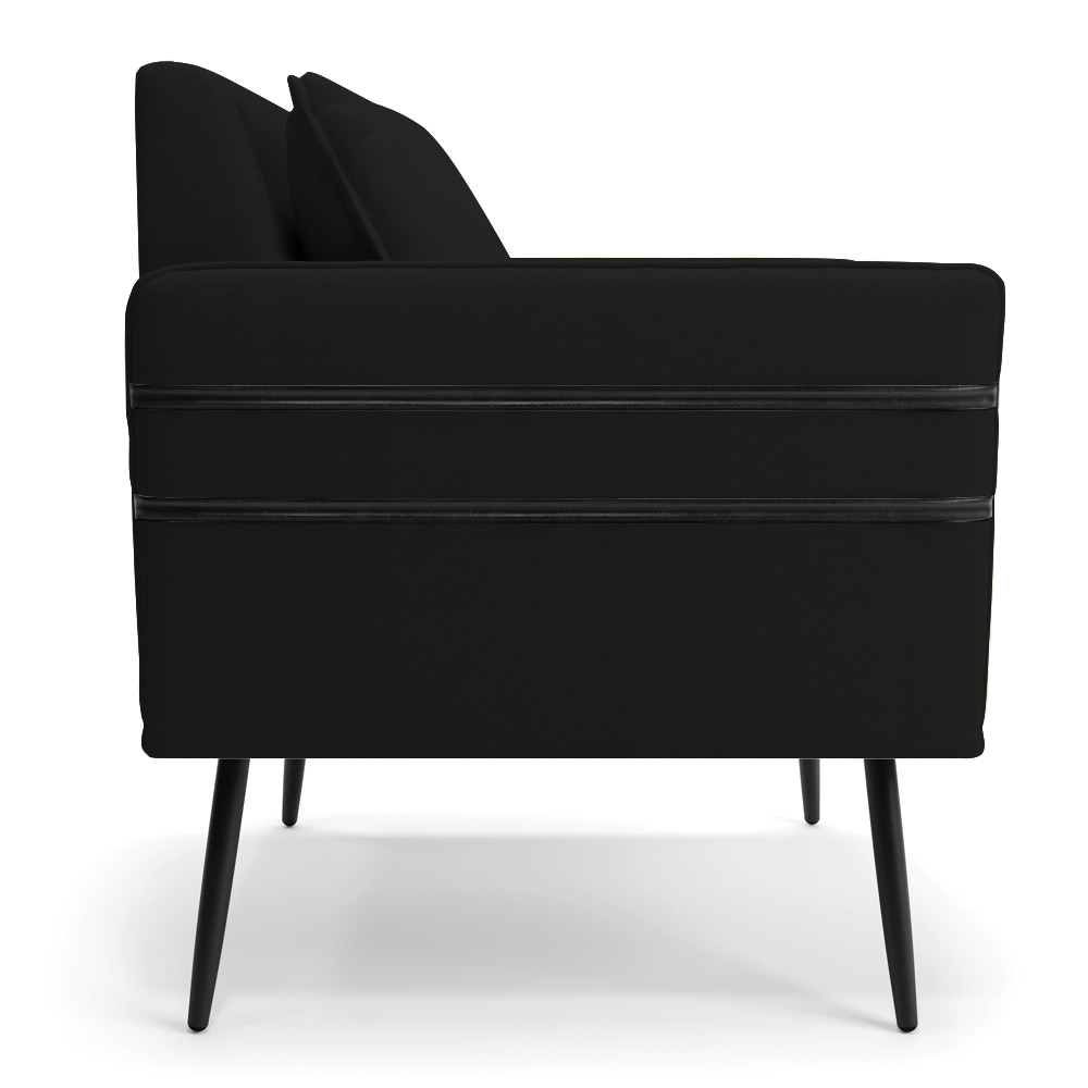 Kit 02 Poltronas Mari Linho Preto A79 Pés Palito de Ferro Preto - D'Rossi