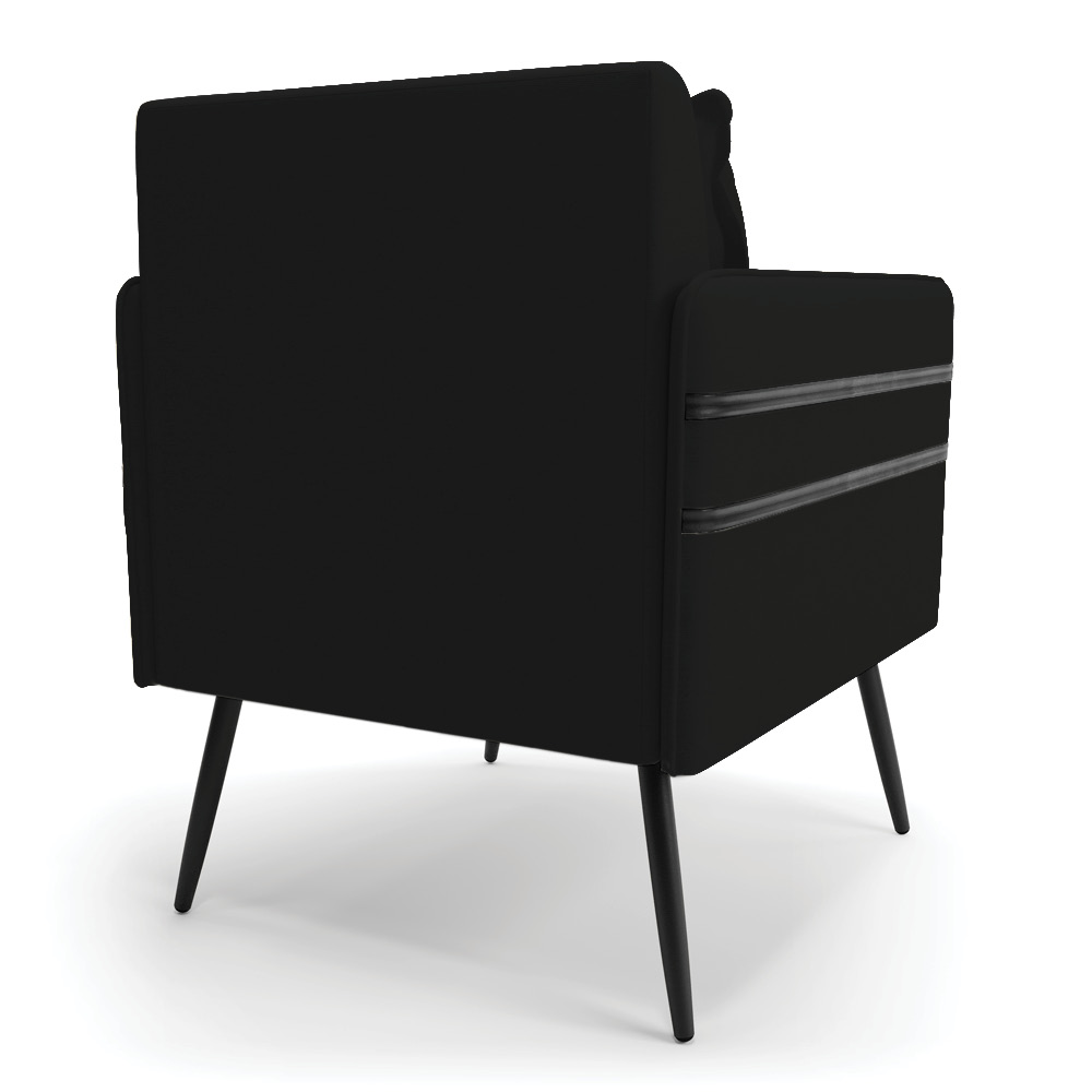 Kit 02 Poltronas Mari Linho Preto A79 Pés Palito de Ferro Preto - D'Rossi