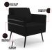 Kit 02 Poltronas Mari Linho Preto A79 Pés Palito de Ferro Preto - D'Rossi