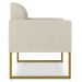 Kit 02 Poltronas Marisa Linho Areia A27 Base Industrial Metálica Dourado - D'Rossi