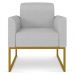 Kit 02 Poltronas Marisa Linho Cinza A05 Base Industrial Metálica Dourado - D'Rossi