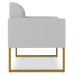 Kit 02 Poltronas Marisa Linho Cinza A05 Base Industrial Metálica Dourado - D'Rossi