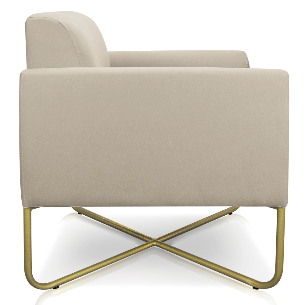 Kit 02 Poltronas Marisa Suede  Base X Industrial Dourado - D'Rossi