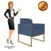 Kit 02 Poltronas Marisa Suede Azul Marinho Base Industrial Metálica Dourado D'Rossi