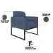 Kit 02 Poltronas Marisa Suede Azul Marinho Base Industrial Metálica Preto D'Rossi