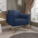 Kit 02 Poltronas Marisa Suede Azul Marinho Base X Industrial Dourado - D'Rossi