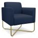 Kit 02 Poltronas Marisa Suede Azul Marinho Base X Industrial Dourado - D'Rossi