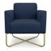 Kit 02 Poltronas Marisa Suede Azul Marinho Base X Industrial Dourado - D'Rossi