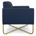 Kit 02 Poltronas Marisa Suede Azul Marinho Base X Industrial Dourado - D'Rossi