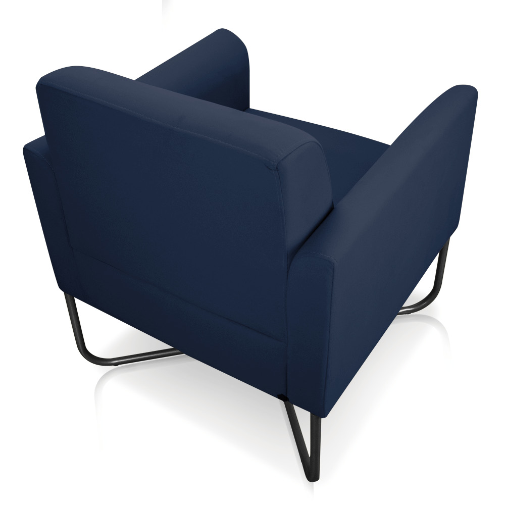Kit 02 Poltronas Marisa Suede Azul Marinho Base X Industrial Preto - D'Rossi