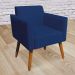 Kit 02 Poltronas Marisa Suede Azul Marinho Pés Palito Castanho D'Rossi