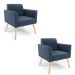 Kit 02 Poltronas Marisa Suede Azul Marinho Pés Palito Natural D'Rossi