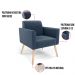 Kit 02 Poltronas Marisa Suede Azul Marinho Pés Palito Natural D'Rossi