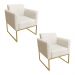 Kit 02 Poltronas Marisa Suede Base Industrial Metálica Dourado D'Rossi