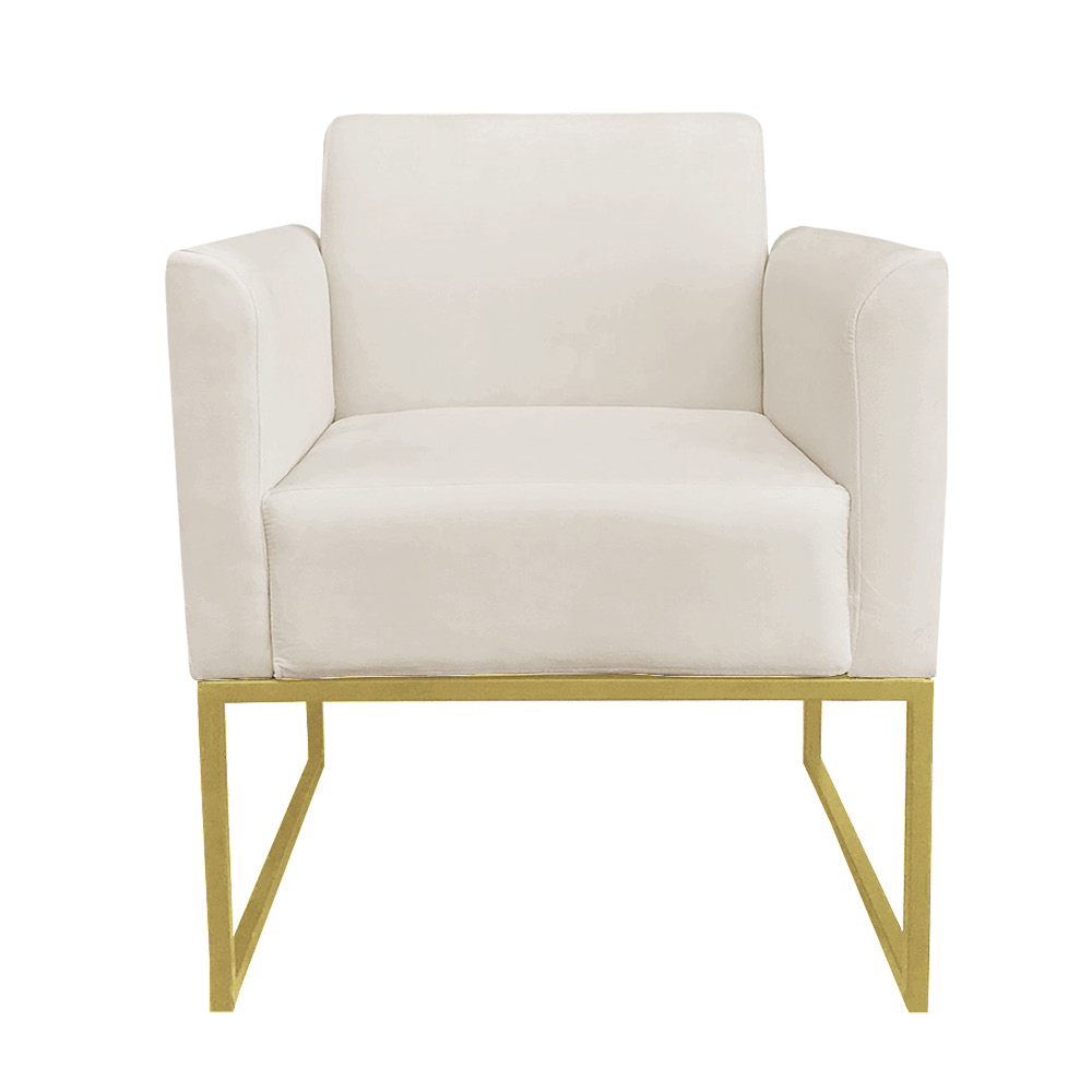 Kit 02 Poltronas Marisa Suede Base Industrial Metálica Dourado D'Rossi