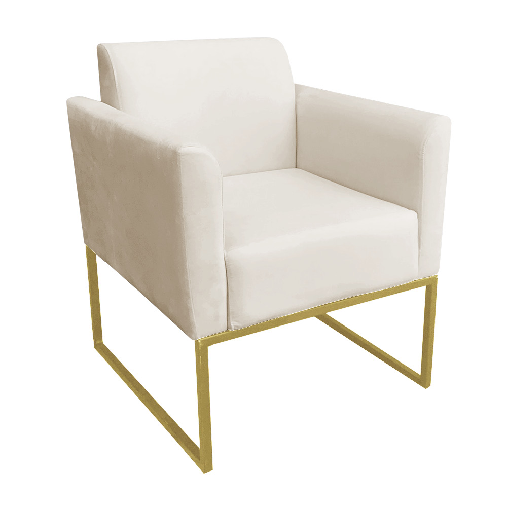 Kit 02 Poltronas Marisa Suede Base Industrial Metálica Dourado D'Rossi