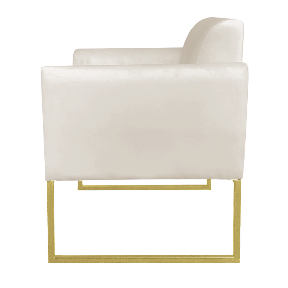 Kit 02 Poltronas Marisa Suede Base Industrial Metálica Dourado D'Rossi