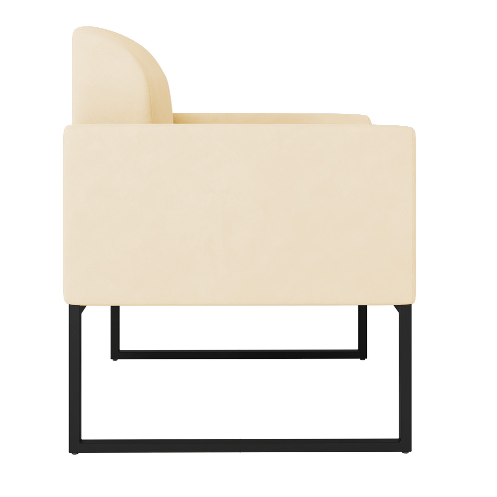 Kit 02 Poltronas Marisa Suede Base Industrial Metálica Preto D'Rossi